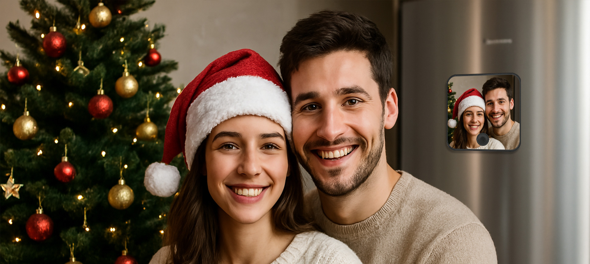 Egyedi fényképes karácsonyi ajándék zenélő hűtőmágnes